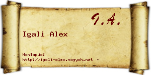 Igali Alex névjegykártya